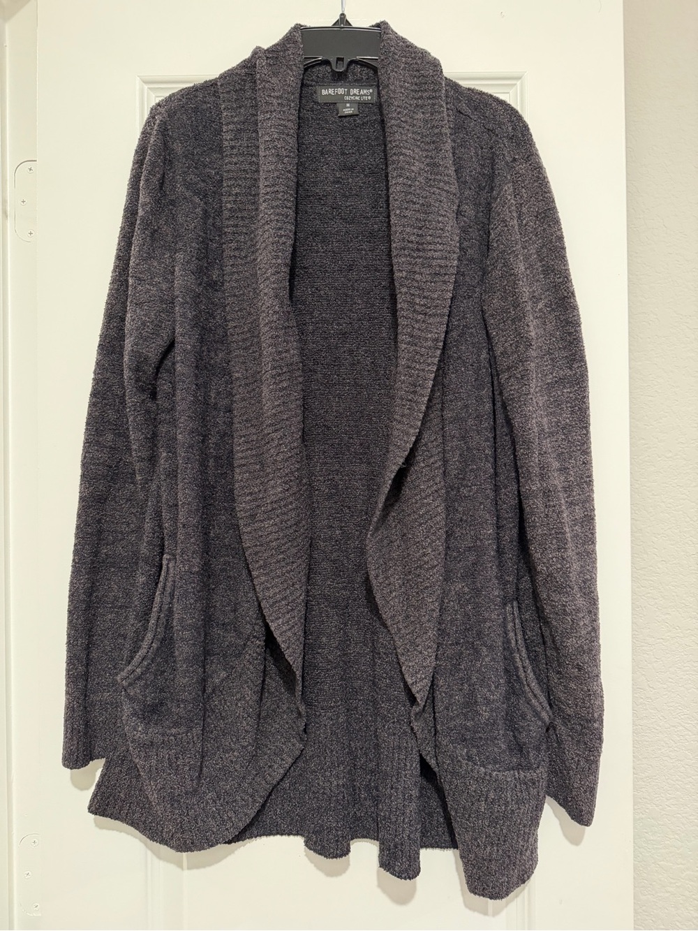 Barefoot Dreams Open-Front Shawl Cardigan - Charcoal